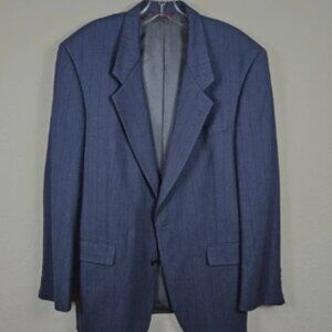 HART SCHAFFNER & MARX 42L Virgin Wool Blazer Navy Suit Jacket Sport Coat Striped